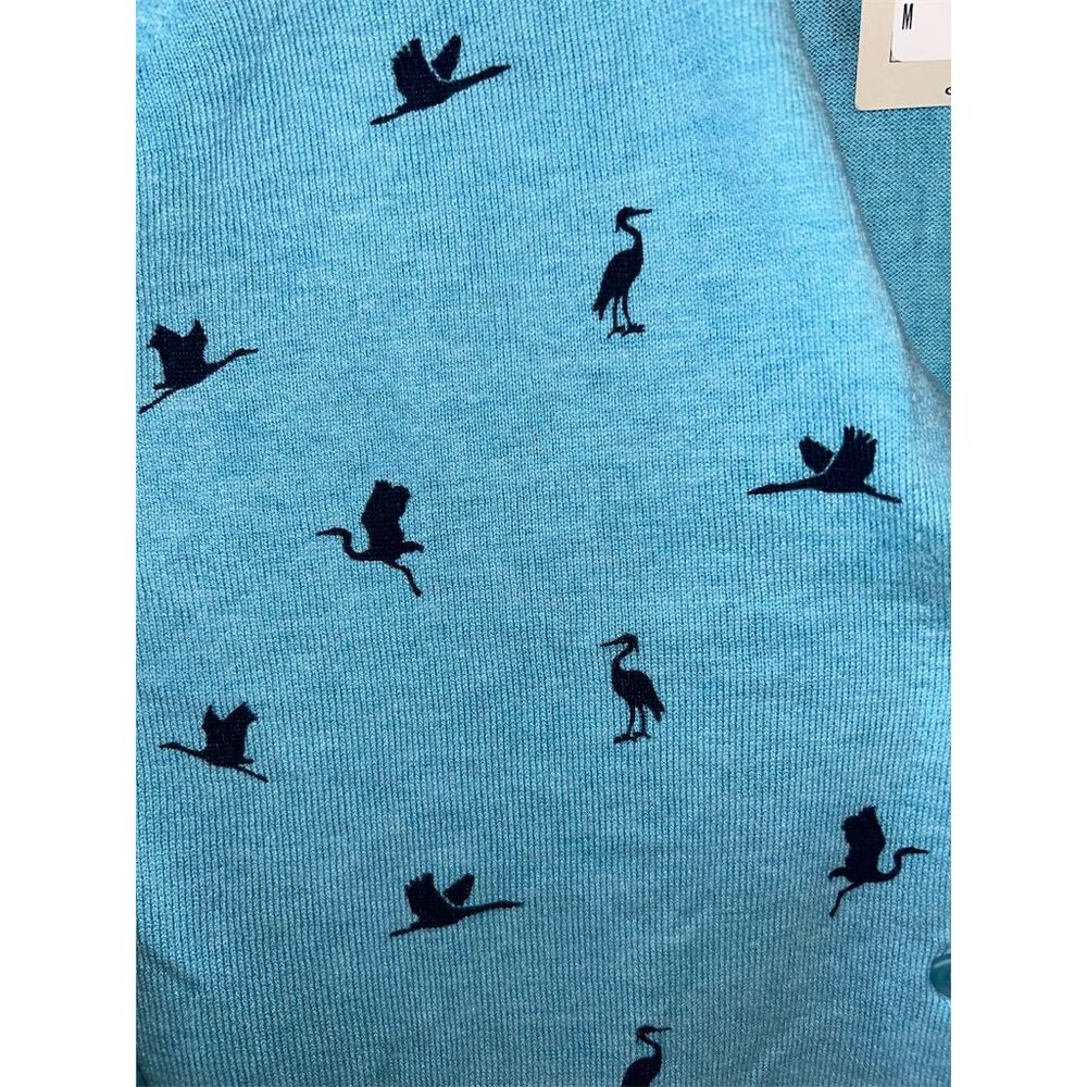 Bass Women's Blue Bird Print Cardigan Sweater Size M Casual - Picture 5 of 7